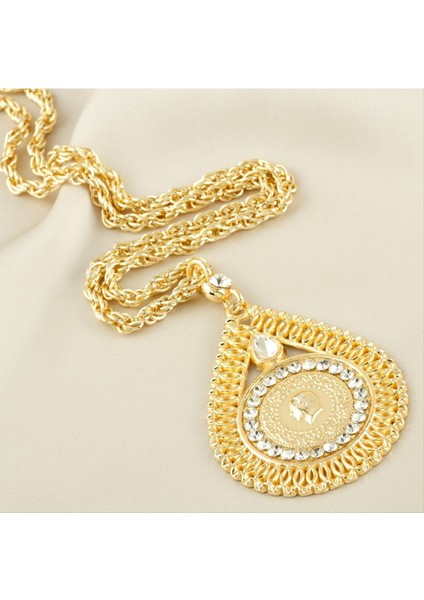 Oval Tuğra Altın Kaplama Kolye