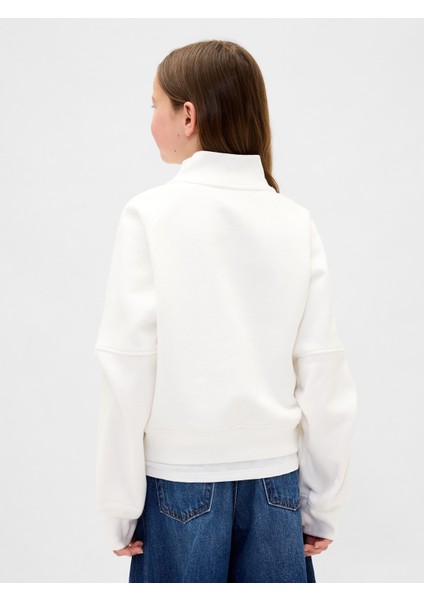 Kız Çocuk Beyaz Vintagesoft Gap Logo Yarım Fermuarlı Pullover Sweatshirt indirimleri