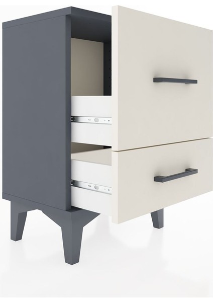 Arges Komodin 2 Çekmeceli 44X30X64 Antrasit-Aytaşı fırsatları