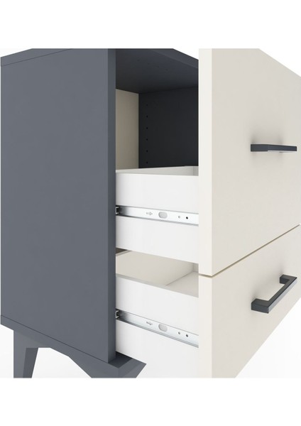 Arges Komodin 2 Çekmeceli 44X30X64 Antrasit-Aytaşı indirimleri