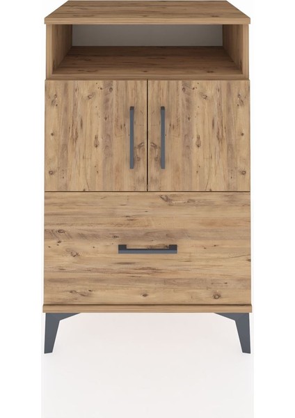 Hyperion Komodin 2 Raflı Tek Çekmeceli 2 Kapaklı 60X44X96 Çam-Çam