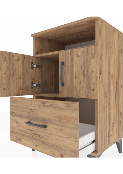 Hyperion Komodin 2 Raflı Tek Çekmeceli 2 Kapaklı 60X44X96 Çam-Çam indirimleri