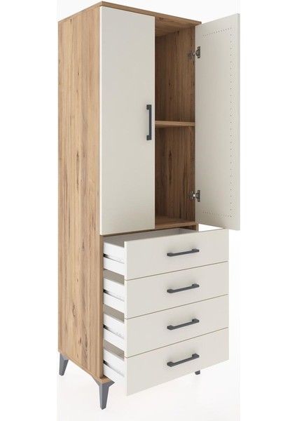 Hyperion Dolap 2 Raflı 4 Çekmeceli 2 Kapaklı 60X44X182 Çam-Aytaşı fırsatları