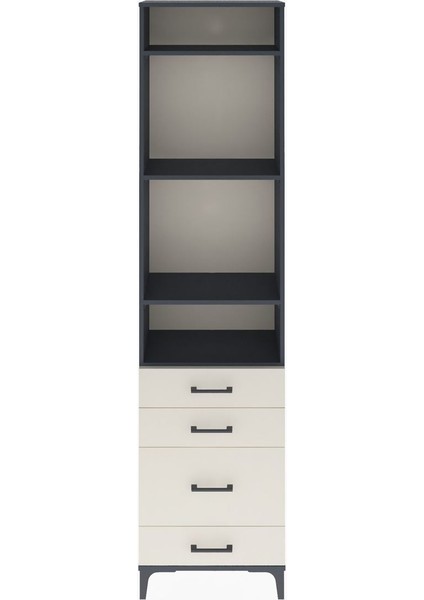 Arges Dolap 4 Raflı 4 Çekmeceli 60X30X243 Antrasit-Aytaşı