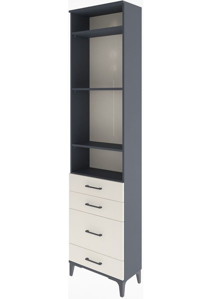 Arges Dolap 4 Raflı 4 Çekmeceli 60X30X243 Antrasit-Aytaşı modelleri