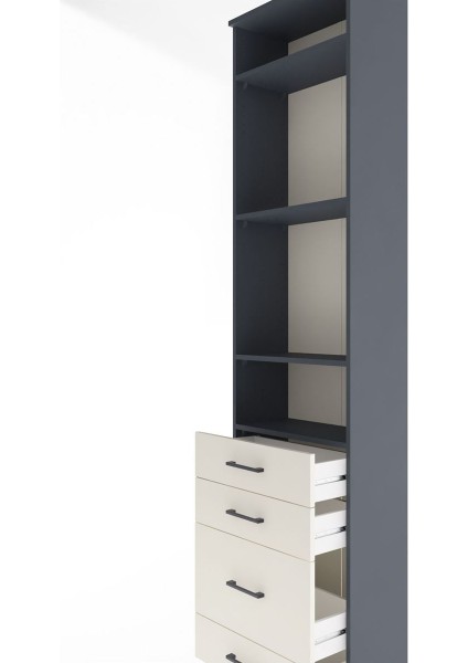 Arges Dolap 4 Raflı 4 Çekmeceli 60X30X243 Antrasit-Aytaşı indirimleri