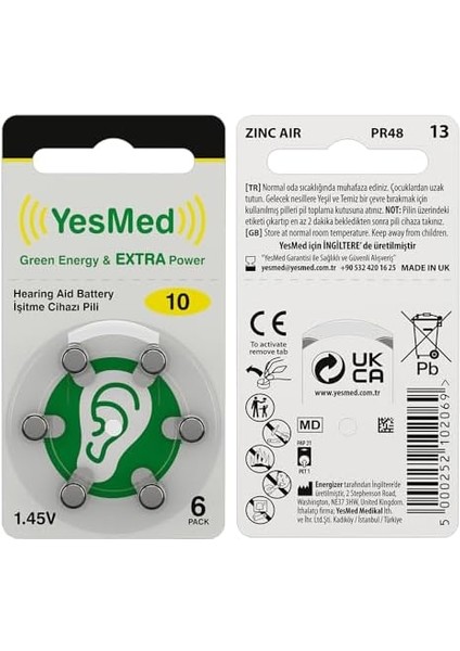 Power 10 Numara Işitme Cihazı Pili (10 Paket x 6 Adet = 60 Adet Pil) modelleri