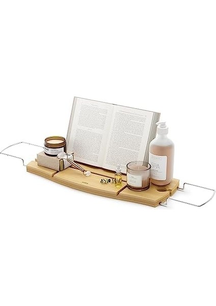 020390 - 390 Badcaddy, Küvet Üzerine Koyulan Tezgah, Kitap Desteği ve Tutucuya Sahip, Bambu, fiyatları