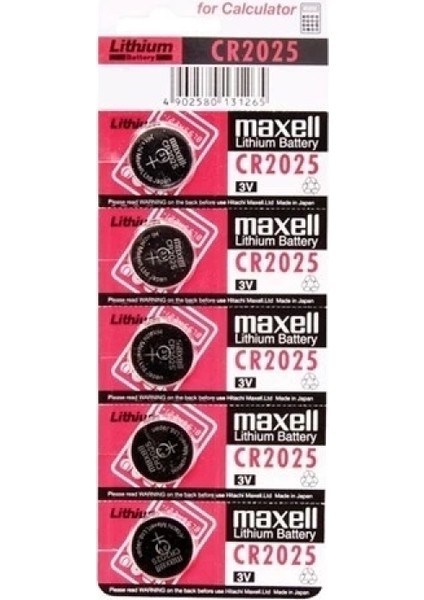 Maxell CR2025 3V Lityum Düğme Pil 5'li Paket