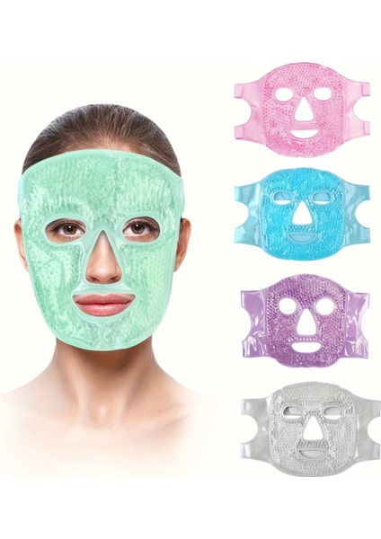 Terapi Jel Yüz Maskesi Soğuk ve Sıcak Boncuklu Ayarlanabilir Maske (Yeşil)