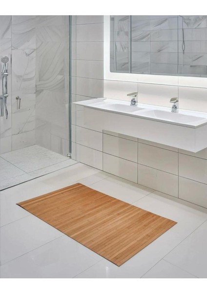 Doğal Bambu Kaydırmaz Banyo Matı 80X50 Cm, Şık ve Güvenli Kullanım Sağlar.