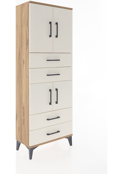 Arges Dolap 3 Raflı 4 Çekmeceli 4 Kapaklı 60X30X163 Çam-Aytaşı fiyatları