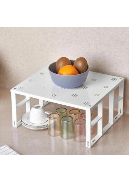 Metal Raf - Beyaz, Çok Amaçlı Mutfak ve Kullanımına Uygun, Dayanıklı Depolama ve Organizer Rafı