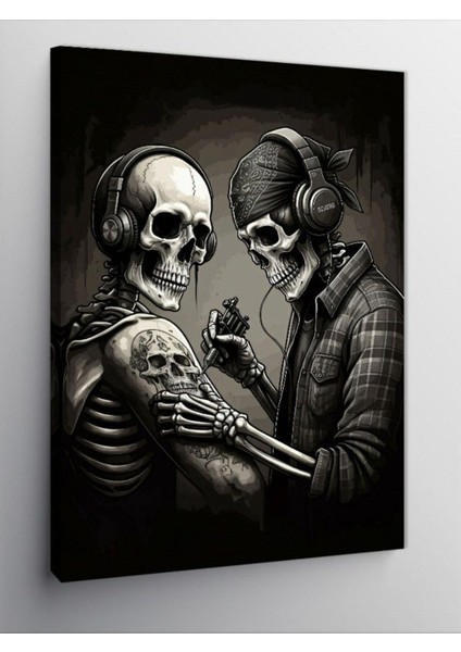 Kanvas Tablo Dövme Yapan Iskeletler 50 x 70 CNVSDKEY-125849-50-70
