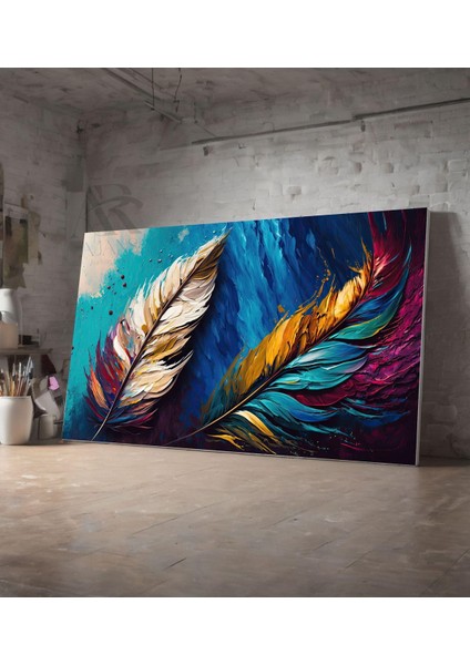Kanvas Tablo Tüylerin Renkli Senfonisi Yağlı Boya Görünümlü Dekoratif Kanvas Tablo 70 x 100