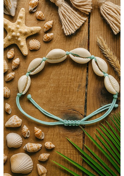 Doğal Deniz Kabuklu Turkuaz Ipli Yazlık Bileklik – El Yapımı Ayarlanabilir fiyatları