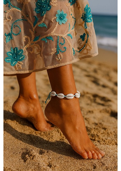 Doğal Deniz Kabuklu Turkuaz Ipli Yazlık Bileklik – El Yapımı Ayarlanabilir modelleri