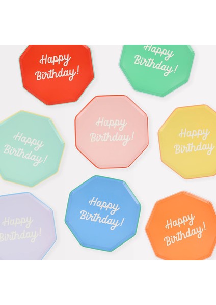 - Happy Birthday Tabaklar - M - 8 Adet