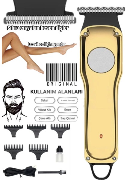 Şarjlı Çok Fonksiyonlu Saç Sakal ve Vücut Tıraş Makinesi Bohça Beyaz