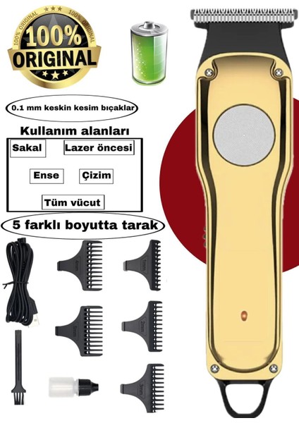 Şarjlı Çok Fonksiyonlu Saç Sakal ve Vücut Tıraş Makinesi Bohça Beyaz