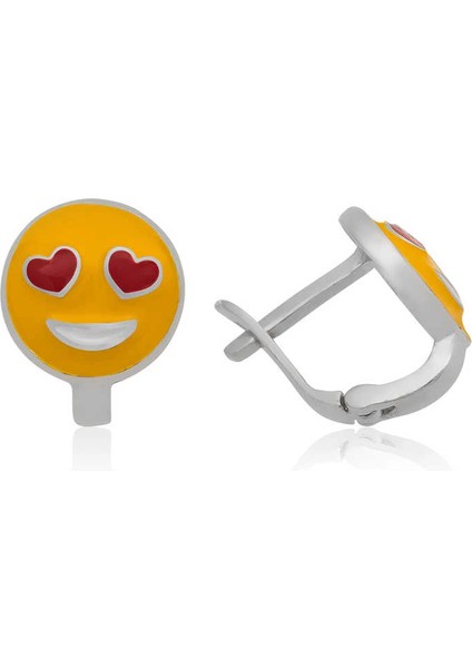 Gümüş Kalp Gözlü Emoji Çocuk Küpesi fiyatları