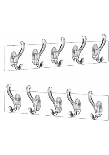 Şeffaf Duvar Askısı 5&apos;li Iz Bırakmayan Güçlü Yapışkanlı Askı Kapı Arkası Mutfak Düzenleyici Kanca Askılık (2 Adet)