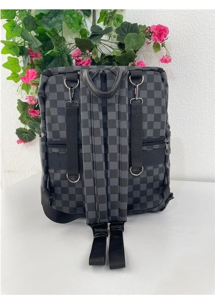 Remuse Unisex Sırt Çantası Kareli Siyah gr