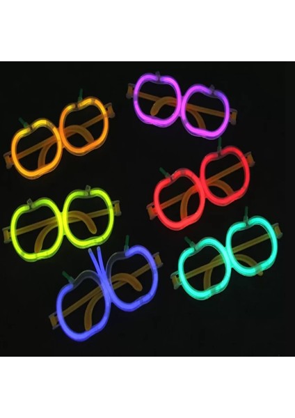 Glow Stick Elma Gözlük - Glow Partisi Gözlüğü - Glow Stick Gözlük 12 Adet (4172)