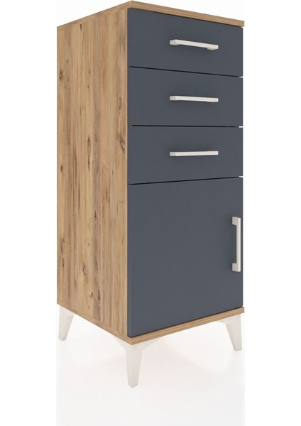 Hyperion Komodin Tek Raflı 3 Çekmeceli Tek Kapaklı 44X44X106 Çam-Antrasit fiyatları