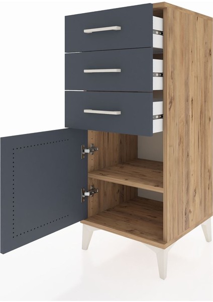 Hyperion Komodin Tek Raflı 3 Çekmeceli Tek Kapaklı 44X44X106 Çam-Antrasit fırsatları