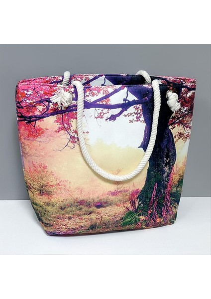 Ağaç Desenli Plaj Çantası