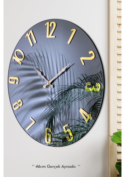 46 cm Gerçek Ayna Pleksi Rakam Dekoratif Duvar Saati