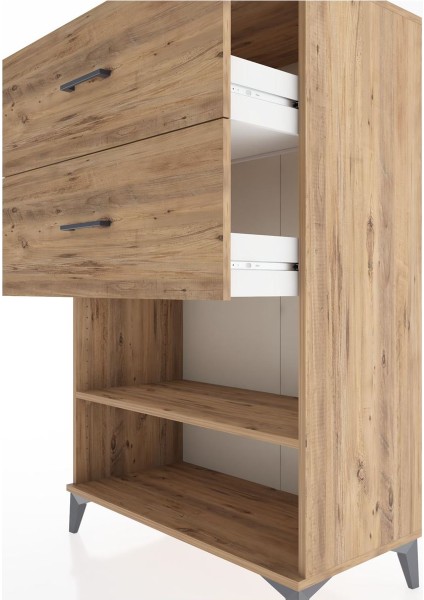 Hyperion Dolap Tek Raflı 2 Çekmeceli 88X44X134 Çam-Çam indirimleri
