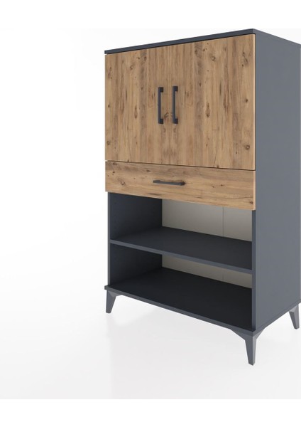 Hyperion Dolap 3 Raflı Tek Çekmeceli 2 Kapaklı 88X44X134 Antrasit-Çam modelleri