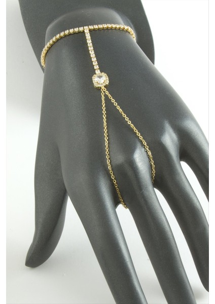 Kare Zirkon Taşlı Lüks Çelik Şahmeran