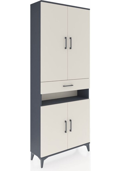 Arges Dolap 5 Raflı Tek Çekmeceli 4 Kapaklı 88X30X221 Antrasit-Aytaşı fiyatları
