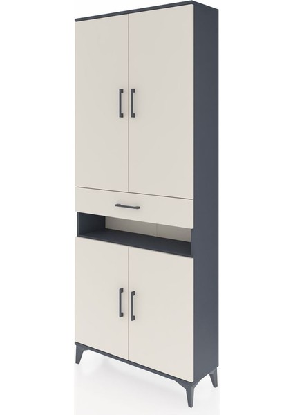 Arges Dolap 5 Raflı Tek Çekmeceli 4 Kapaklı 88X30X221 Antrasit-Aytaşı modelleri
