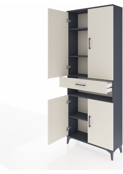 Arges Dolap 5 Raflı Tek Çekmeceli 4 Kapaklı 88X30X221 Antrasit-Aytaşı fırsatları