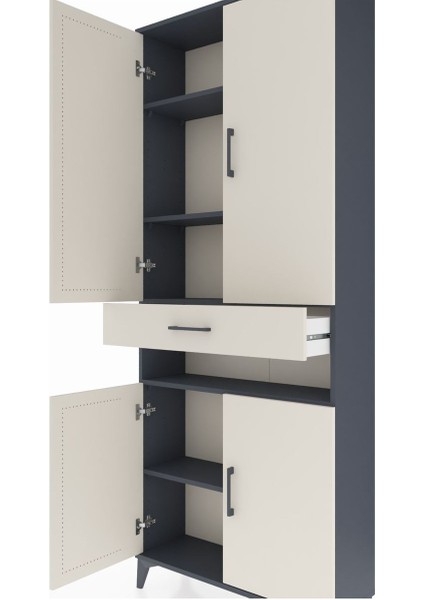 Arges Dolap 5 Raflı Tek Çekmeceli 4 Kapaklı 88X30X221 Antrasit-Aytaşı indirimleri