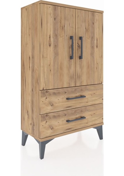 Arges Komodin 2 Raflı 2 Çekmeceli 2 Kapaklı 60X30X106 Çam-Çam modelleri