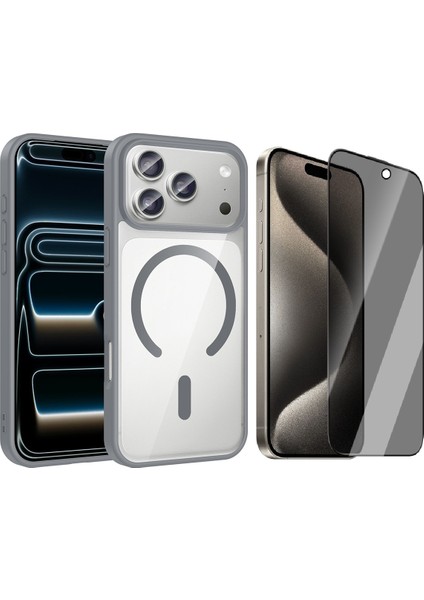 iPhone 17 Pro Max Kılıf M-Safe Wireless Şarj Özellikli Silikon Zore Ege Kapak + Hayalet Ekran Koruyucu