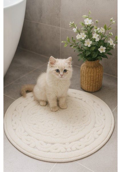 Beyaz Yuvarlak Banyo Paspası 60X60, Şık ve Rahat Kullanım Için Tasarlandı fiyatları