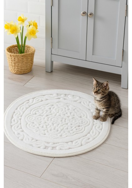 Beyaz Yuvarlak Banyo Paspası 60X60, Şık ve Rahat Kullanım Için Tasarlandı modelleri