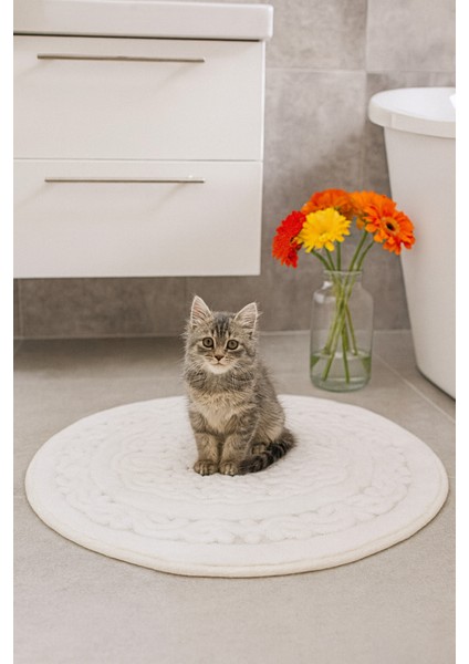 Beyaz Yuvarlak Banyo Paspası 60X60, Şık ve Rahat Kullanım Için Tasarlandı fırsatları