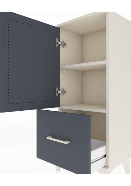 Arges Komodin 2 Raflı Tek Çekmeceli Tek Kapaklı 44X30X106 Aytaşı-Antrasit indirimleri