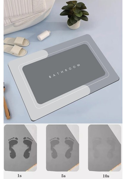 Yumuşak Su Emici Kaymaz Banyo Paspası, Gri, Rahat ve Şık Tasarım (1 Adet)