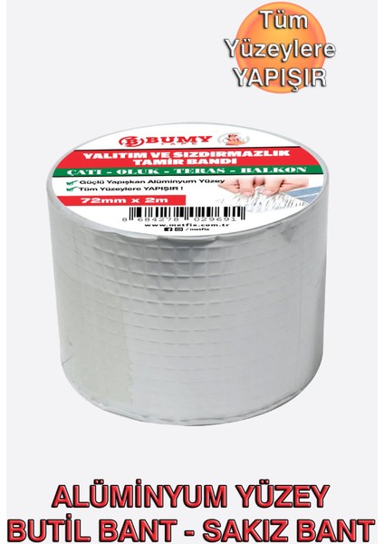 Yalıtım ve Sızdırmazlık Tamir Bandı 72MM x 2mt fiyatları