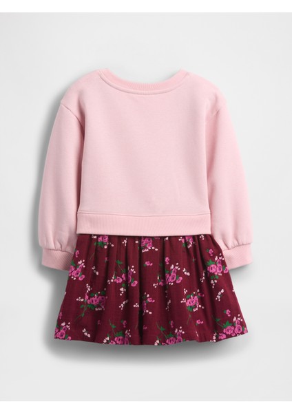 Kız Bebek Açık Pembe Vintage Soft Sweatshirt Elbise modelleri