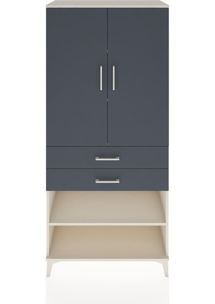 Hyperion Dolap 4 Raflı 2 Çekmeceli 2 Kapaklı 88X44X195 Aytaşı-Antrasit