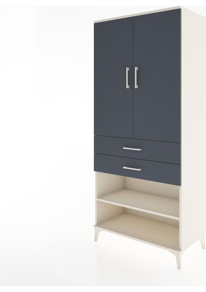 Hyperion Dolap 4 Raflı 2 Çekmeceli 2 Kapaklı 88X44X195 Aytaşı-Antrasit modelleri
